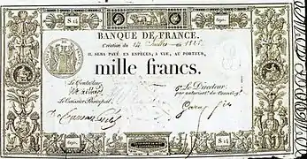 1 000 francs 1817, Face recto