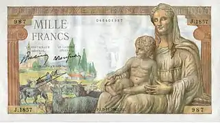 1000 francs Déméter, Face recto