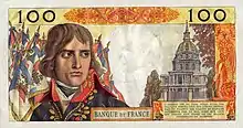 Avers et revers du billet de 100 nouveaux francs Bonaparte.