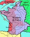 France en 1328 (au début de la guerre de Cent Ans).Territoires anglais en 1328Royaume de France Possessions des Plantagenêts en 1180