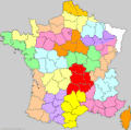 Régions militaires en 1914 (Auvergne en rouge)