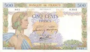 500 francs La Paix, Face recto