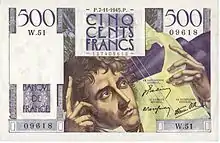 500 francs Chateaubriand, Face recto