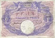 50 francs bleu et rose, Face recto