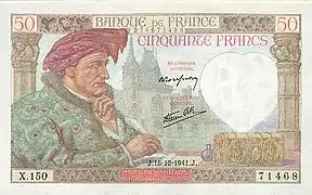 Le 50 francs Jacques Cœur.
