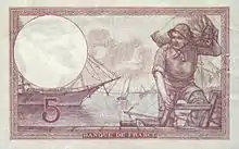 5 francs violet, Face verso