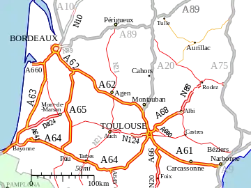 Carte des autoroutes A6x