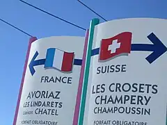 La frontière franco-suisse sur le domaine des Portes du Soleil.