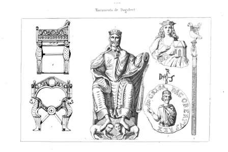 Planche XXIII (Monuments de Dagobert) de l'ouvrage France historique et monumentale d'Abel Hugo (1837).