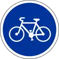 B22a. Piste ou bande obligatoire pour les cycles sans side-car ou remorque(Pour la piste ou bande conseillée voir C113).