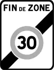 B51. Sortie d’une zone à vitesse limitée à 30 km/h.