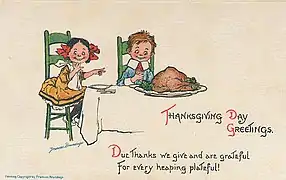 Carte de Thanksgiving par Frances Brundage, v. 1900.