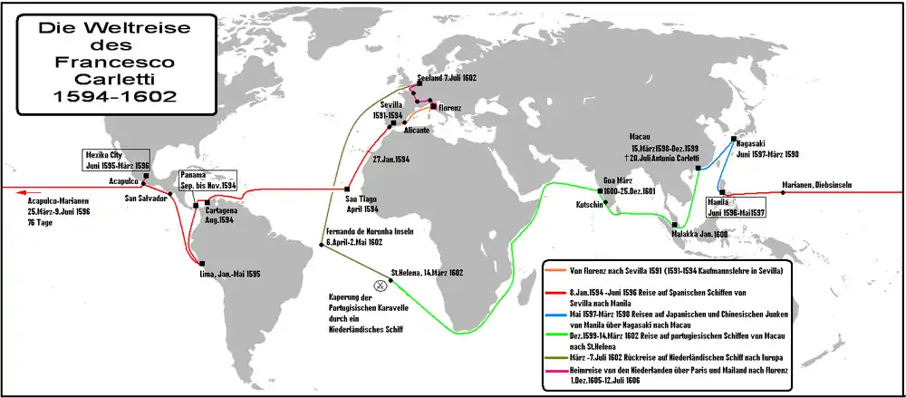 Le tour du monde de Francesco Carletti 1594–1602.