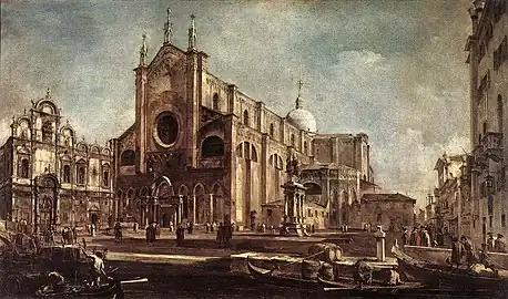 Campo de l'église Giovanni et Paoloavec la Scuola di San Marco à Venise,1775-1790par Francesco GuardiMusée du Louvre Paris