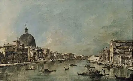 Le Grand canal avec San Simone Piccoloet Santa Lucia, vers 1780 par Francesco GuardiMusée Thyssen-Bornemisza, Madrid