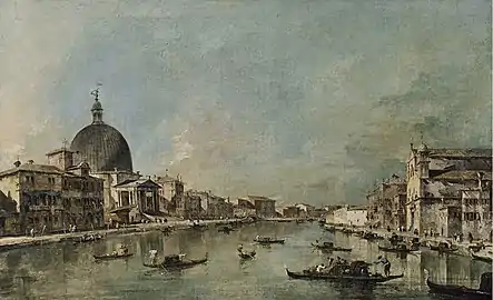 vers 1780, Le Grand canal avec San Simone Piccolo et Santa LuciaMusée Thyssen-Bornemisza, Madrid