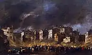 Francesco Guardi, 1789. Incendie de dépôt d'huile à San Marcuola, 41 × 60 cm. Galerie de l'Académie