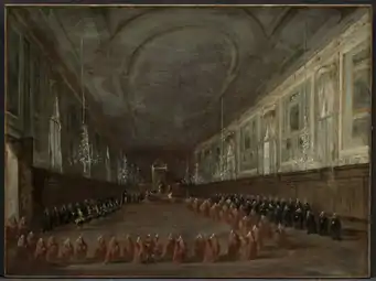 Le Pape Pie VI descendant du trône pour prendre congé du doge dans la salle de SS Giovanni e Paolo,Cleveland Museum of Art