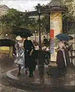 Scène de rue par temps de pluie