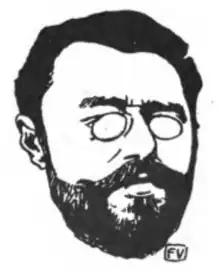 Dessin en noir et blanc représentant le visage de Francis Jammes.