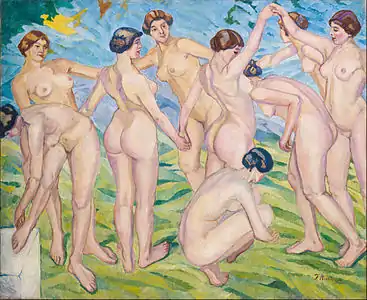 Desnudos, (1916-1918), huile sur toile, 140 x 173 cm, musée des beaux-arts de Bilbao.