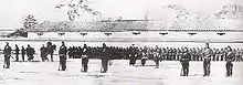 Entraînement des troupes shogunales aux armes à feu par la Mission militaire française au Japon en 1867.
