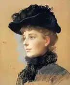 Portrait d'une femme en chapeau noir (1890).