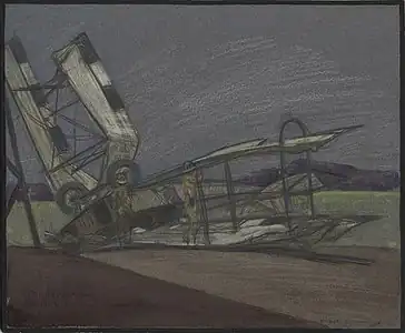 C Flight Machine Cracked on Hangar B (1918).
