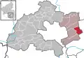 Localisation de Frankenstein dans la Verbandsgemeinde et dans l'arrondissement.
