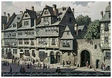 Le Goethe-Haus avant 1755 (reconstitution d'Ernst Metz).