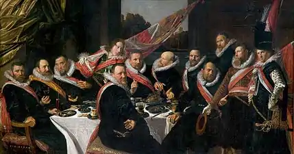 Frans Hals, Le Banquet des Officiers de la milice de Saint Georges en 1616 (en), 1616.