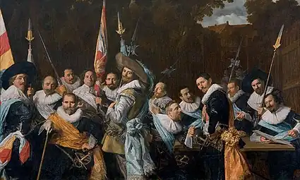 Réunion des officiers et sous-officiers du corps des archers de Saint-Adrien, 1633, huile sur toile, 207 × 337 cm (musée Frans Hals, Haarlem).