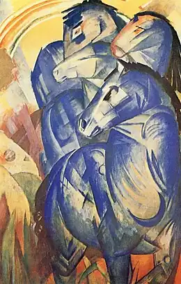 La tour des chevaux bleus, 1913, gouache sur papier, 14 x 9cm, Munich