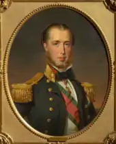 tableau : portrait d'un jeune homme en grand uniforme avec un collier de barbe