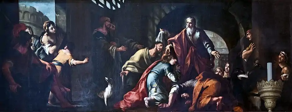 Saint Jean bénissant ces disciples venus le visiter en prison d'Angelo Venturini.