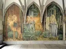 La légende du cerf lumineux : fresque de Paul Bodmer dans l'ancien Cloître du Fraumünster