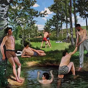 Scène d'été. Les Baigneurs (1869), huile sur toile (160 × 160,7 cm), Cambridge, Fogg Art Museum.