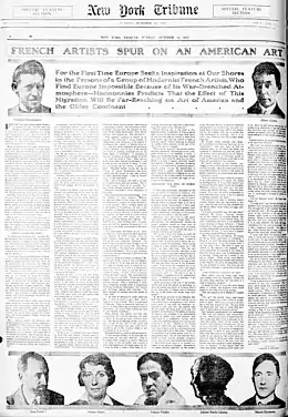 Frederick William MacMonnies, Albert Gleizes, Jean Crotti, Yvonne Chastel Crotti, Francis Picabia, Juliette Roche-Gleizes, Marcel Duchamp, New York Tribune, 24 octobre 1915.