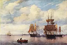 Den danske eskadre under sejl på Københavns rhed (1845)