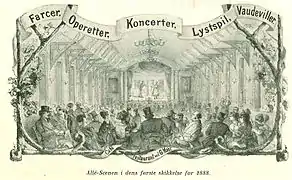 Le théâtre Betty Nansen, quand il s'appelait le Frederiksberg Morskabteater, avant sa reconstruction de 1888.