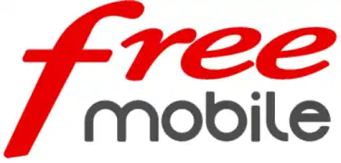  le logo "free" écrit en rouge et en gras, et l'adjectif "mobile" accolé, de couleur grise, en dessous du logo, avec la même police tout en arrondis, mais plus grasse