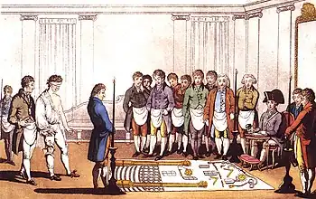 Initiation d'un apprenti franc-maçon au début du XIXe.