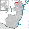 Localisation de Freisbach dans la Verbandsgemeide et dans l'arrondissement