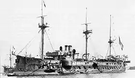 Le Bayard, navire amiral de l'escadre française.