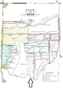 Carte ancienne montrant la majorité des townships de l'Ohio.