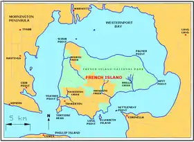 Carte de French Island.