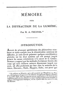 Image illustrative de l’article Mémoire sur la diffraction de la lumière (Fresnel, 1818)