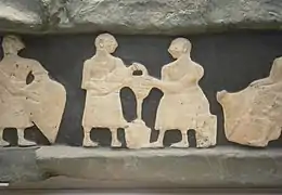 Détail de la « Frise à la laiterie » : préparation de laitages. British Museum.
