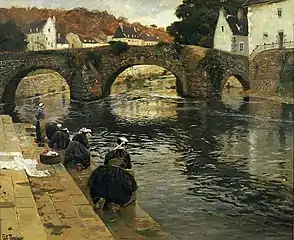 Frits Thaulow : Laveuses à Quimperlé (1902), localisation inconnue.