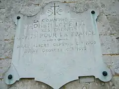 Plaque commémorative 1914-1918 à Frohen-le-Petit.